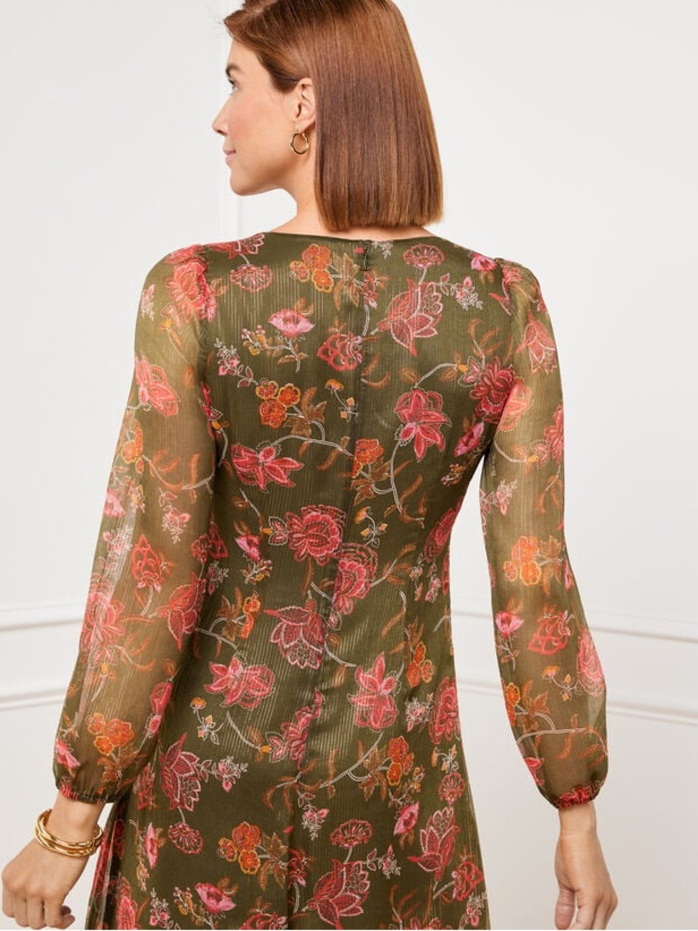 Talbots 16W Like New MIDI DRESS - GRACEFUL FLORAL Fit and Flare Dress - Picture 2 of 8